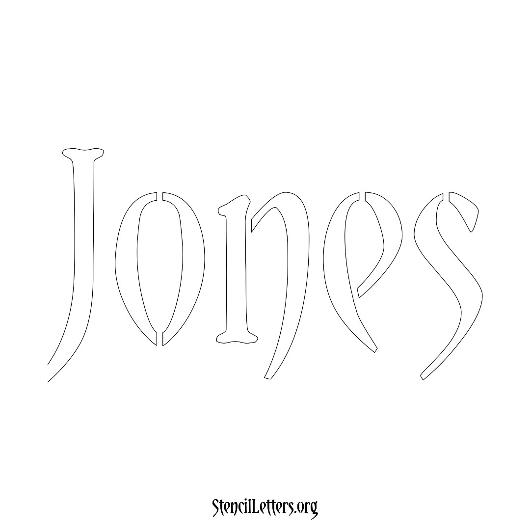 Jones name stencil in Vintage Brush Lettering