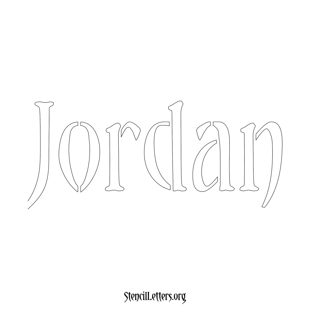 Jordan name stencil in Vintage Brush Lettering