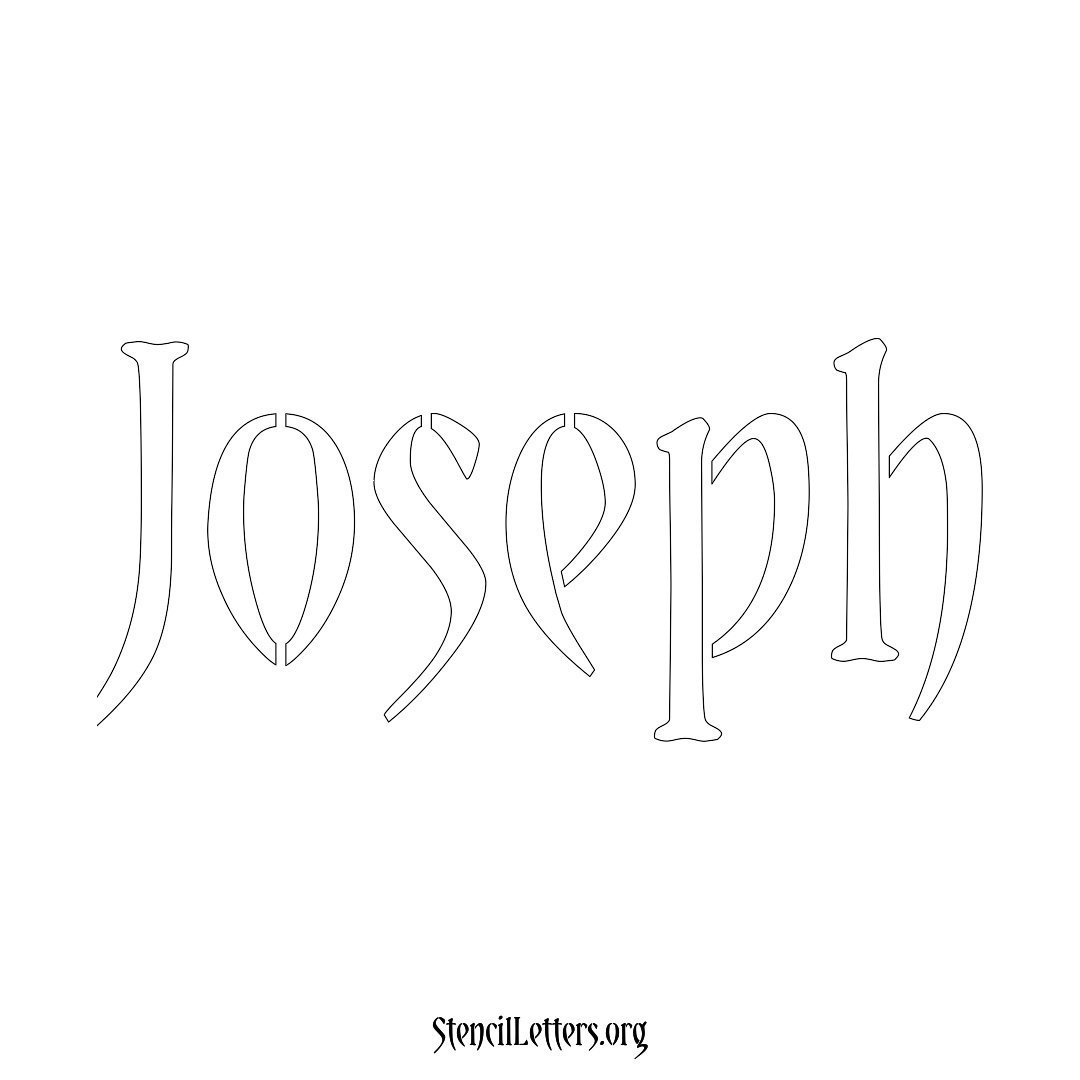 Joseph name stencil in Vintage Brush Lettering