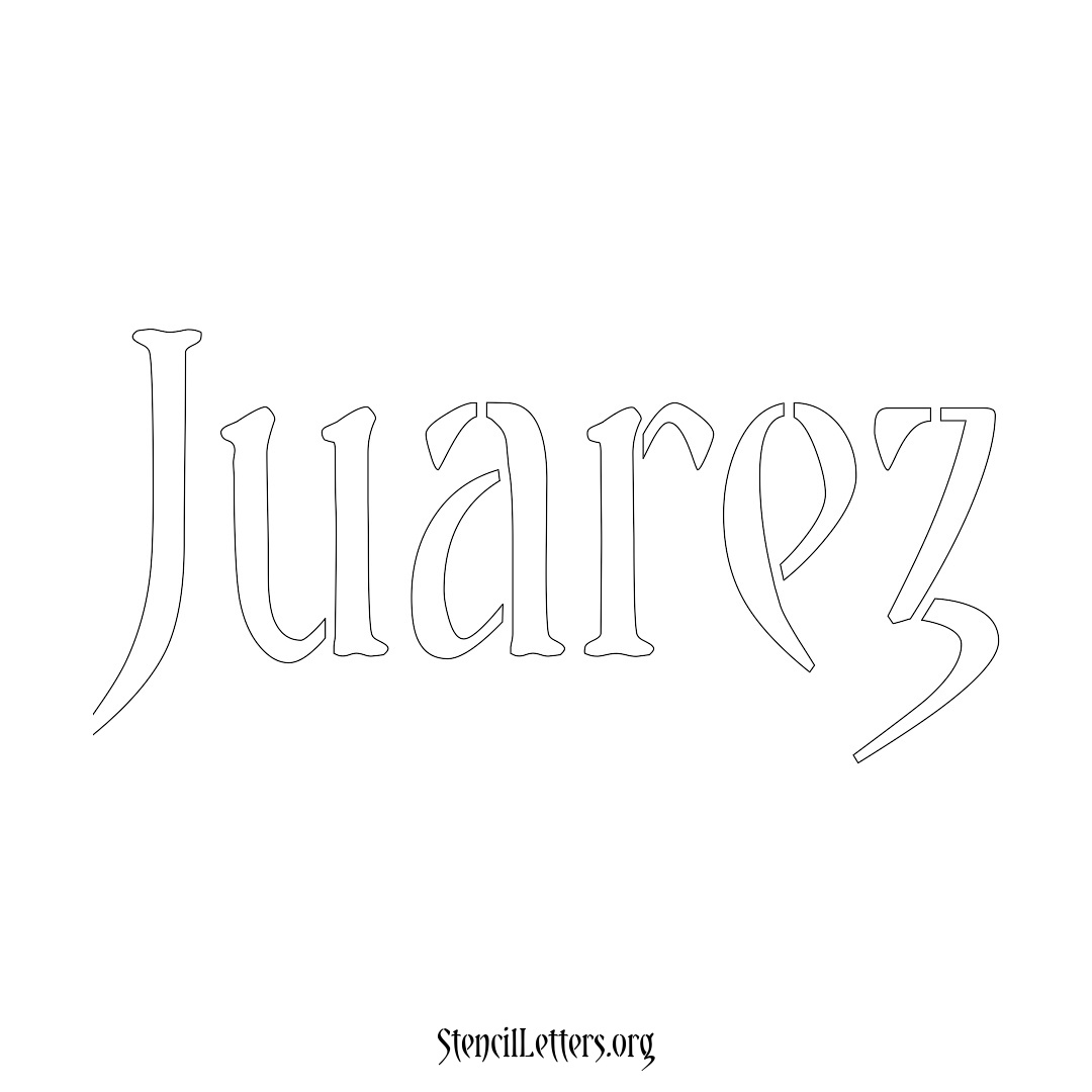 Juarez name stencil in Vintage Brush Lettering