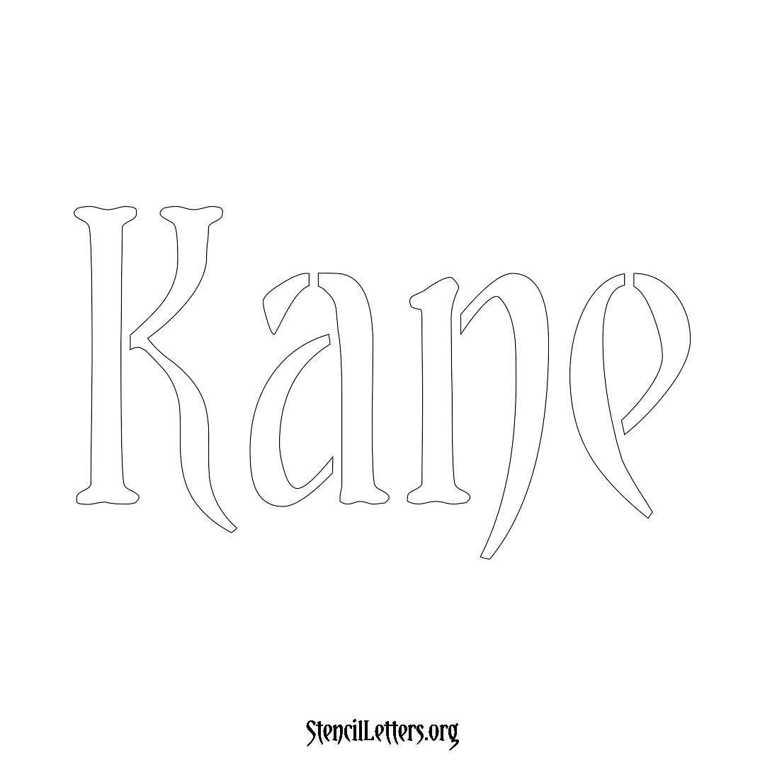 Kane name stencil in Vintage Brush Lettering