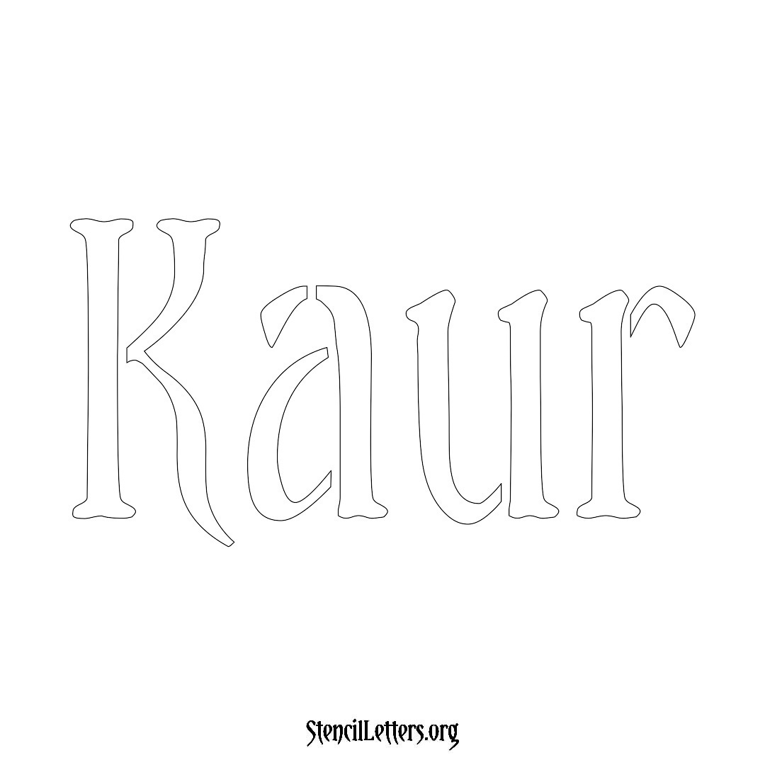 Kaur name stencil in Vintage Brush Lettering