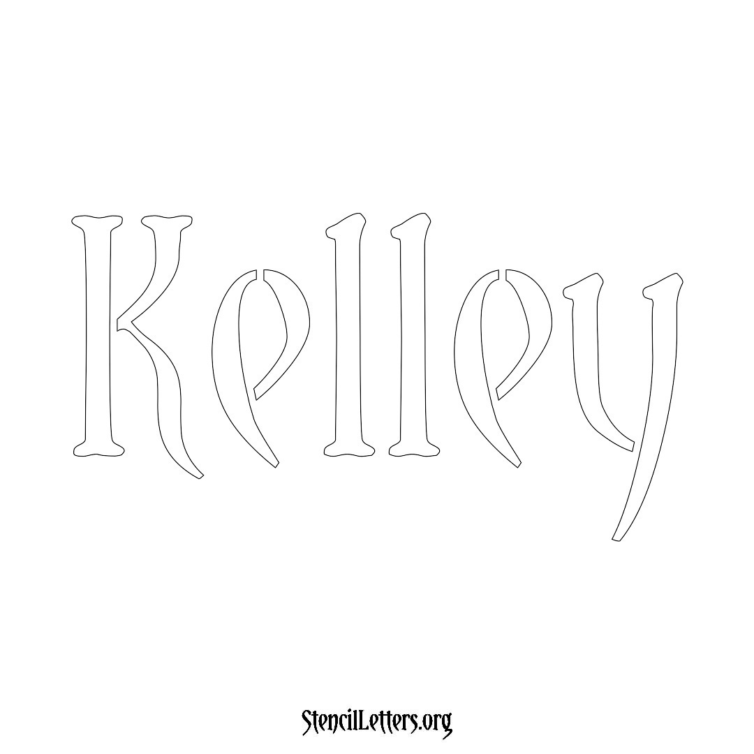 Kelley name stencil in Vintage Brush Lettering