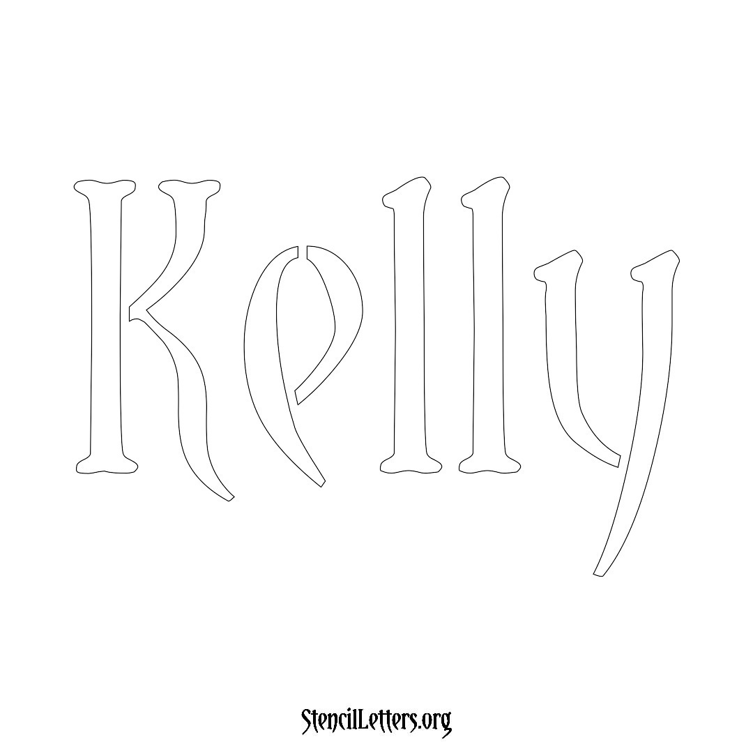 Kelly name stencil in Vintage Brush Lettering