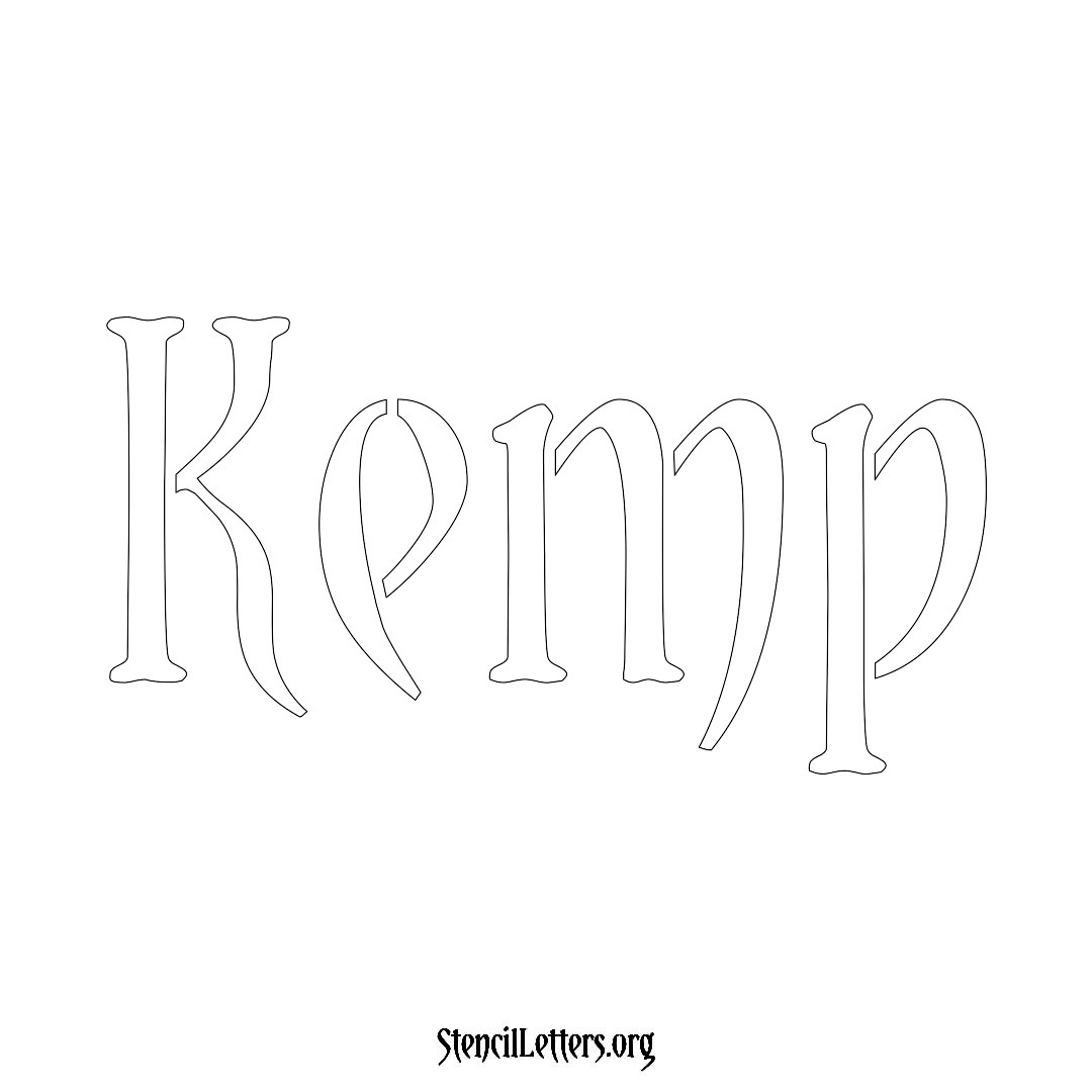 Kemp name stencil in Vintage Brush Lettering