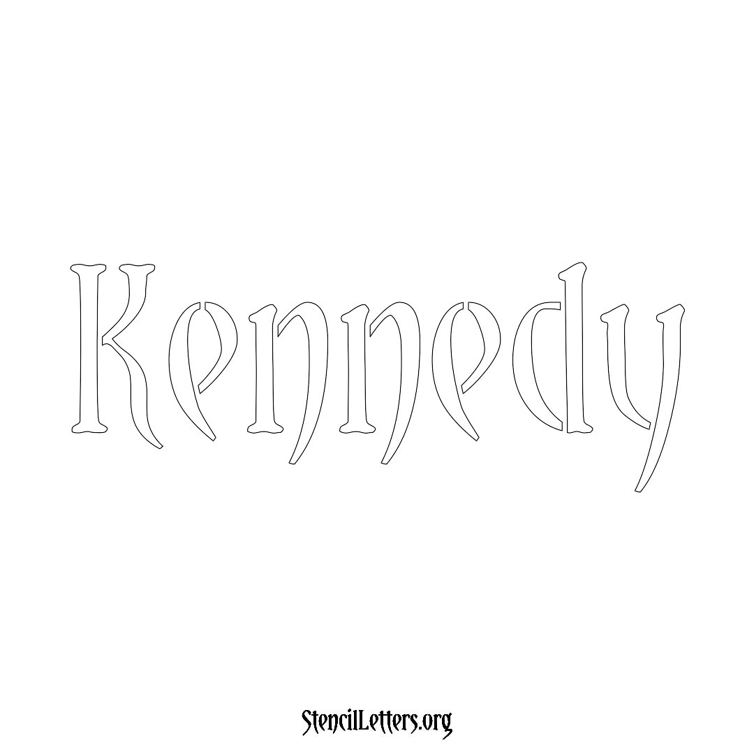 Kennedy name stencil in Vintage Brush Lettering