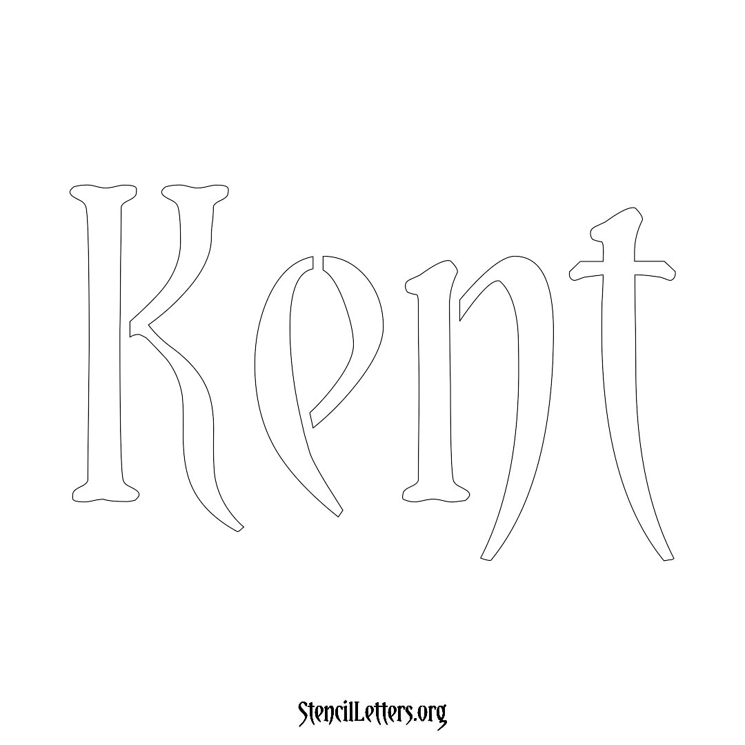 Kent name stencil in Vintage Brush Lettering