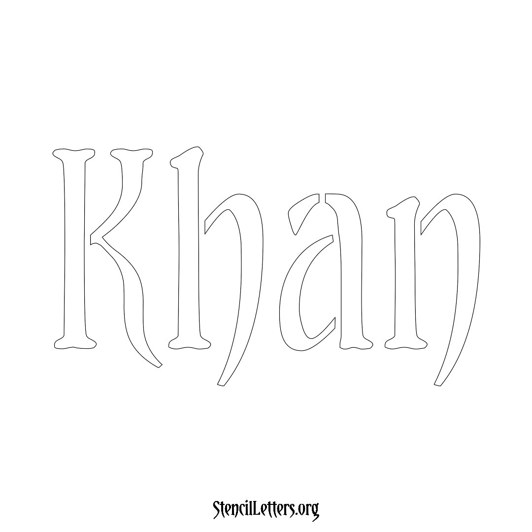 Khan name stencil in Vintage Brush Lettering