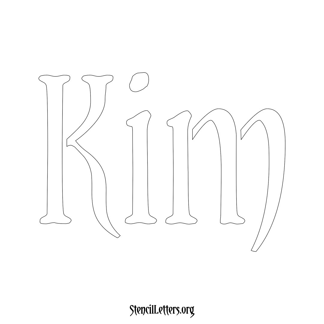 Kim name stencil in Vintage Brush Lettering