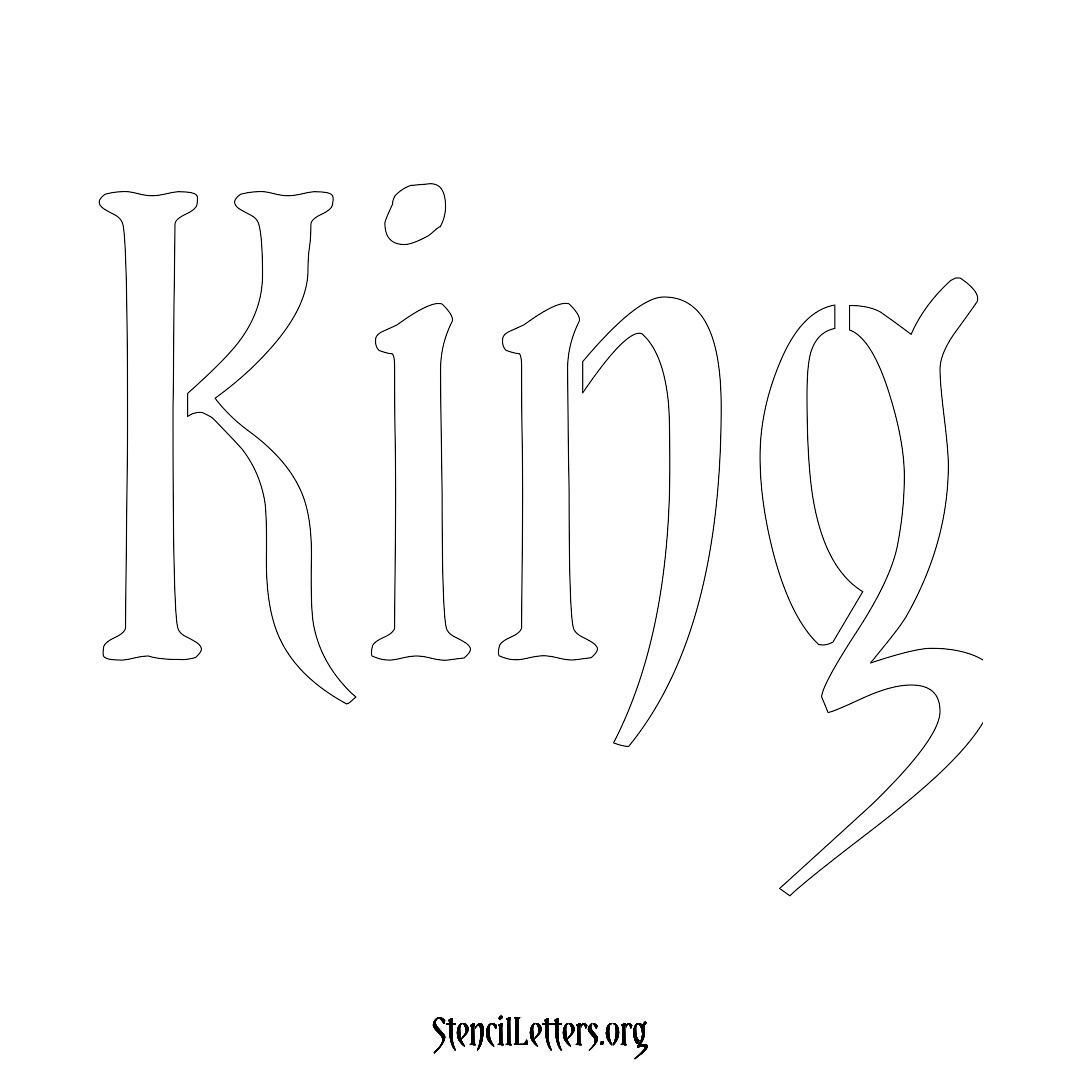 King name stencil in Vintage Brush Lettering