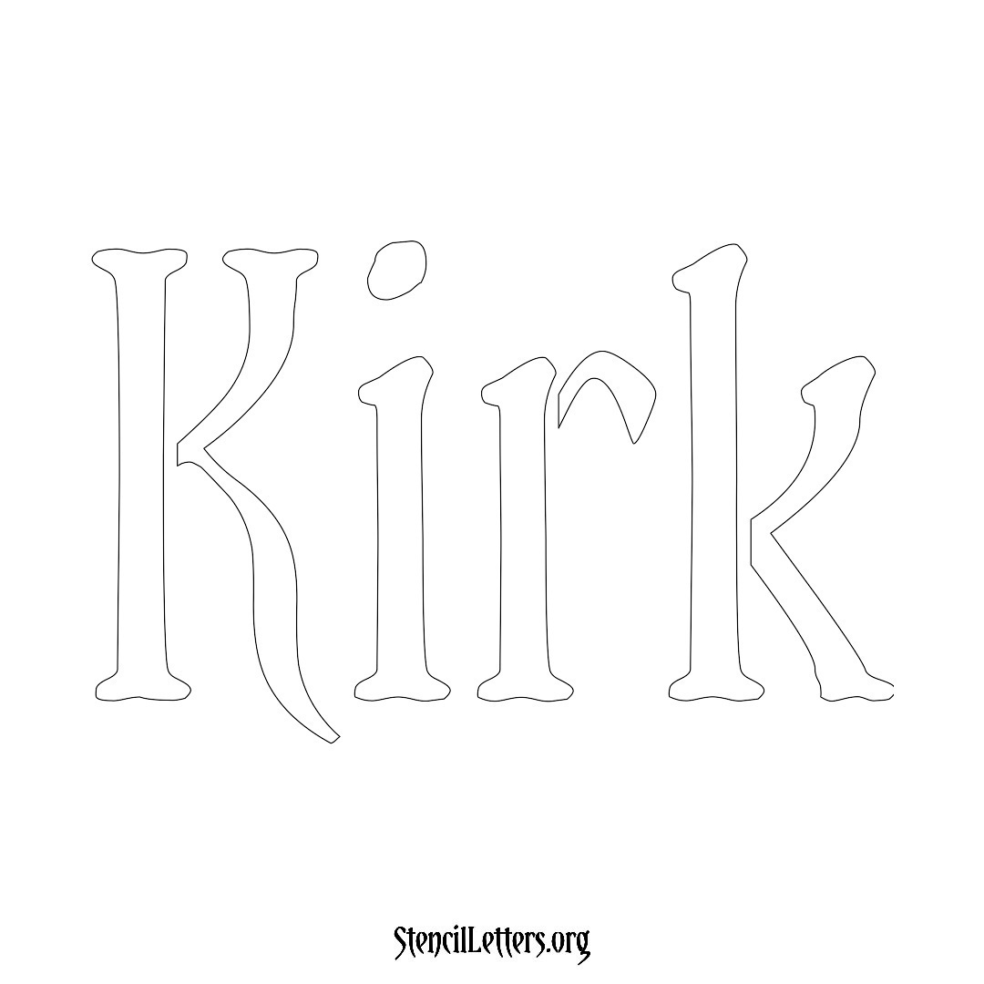 Kirk name stencil in Vintage Brush Lettering