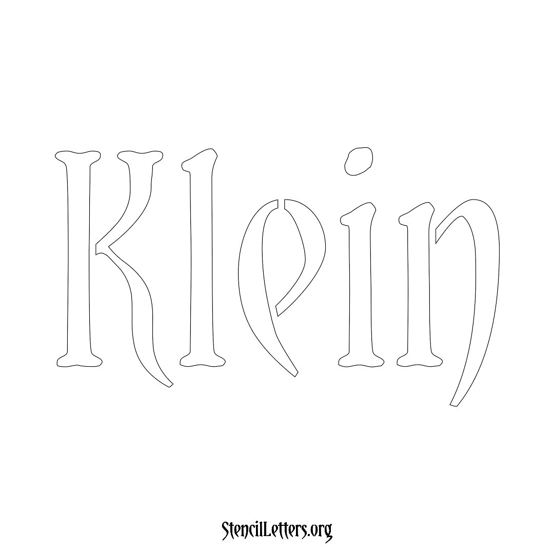 Klein name stencil in Vintage Brush Lettering