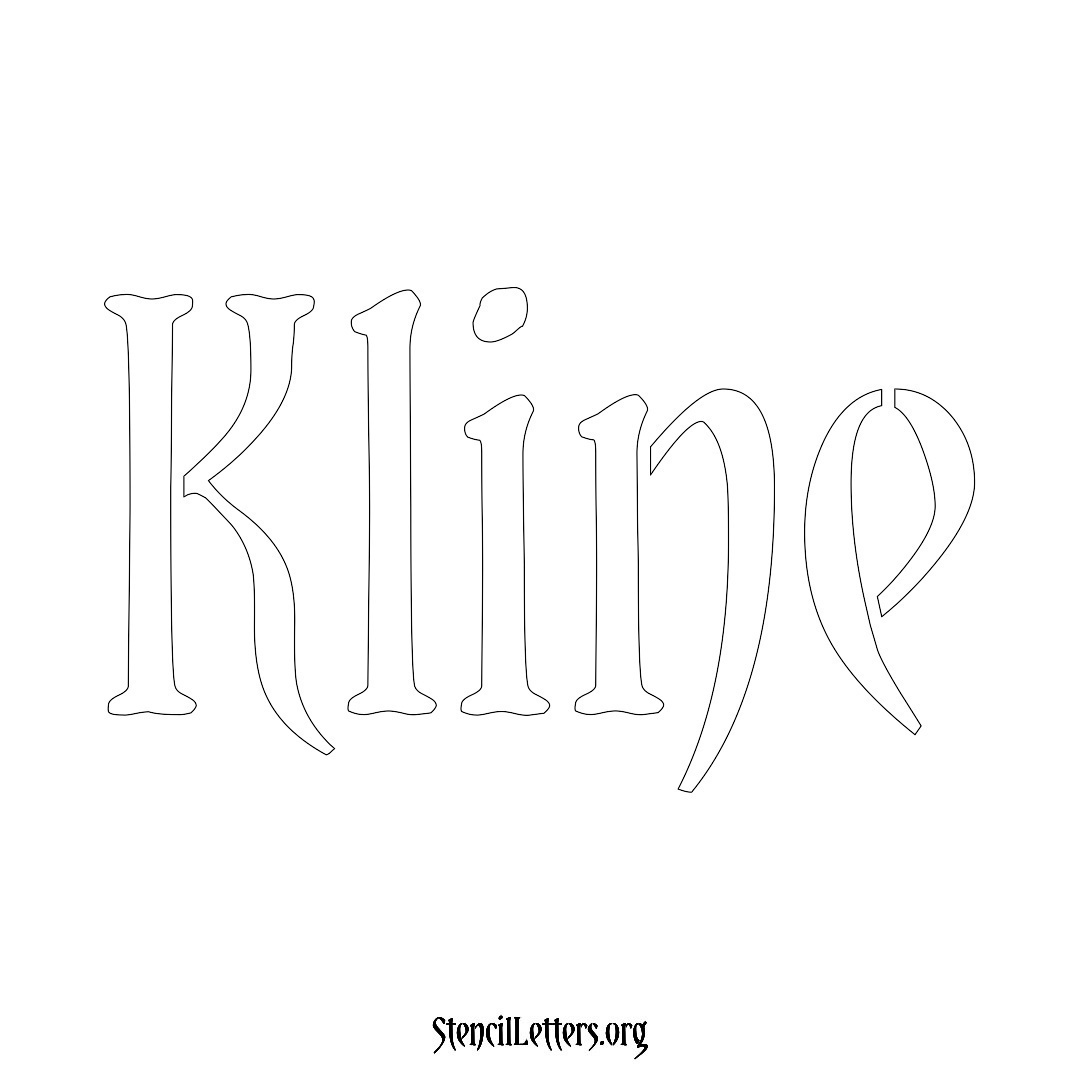 Kline name stencil in Vintage Brush Lettering