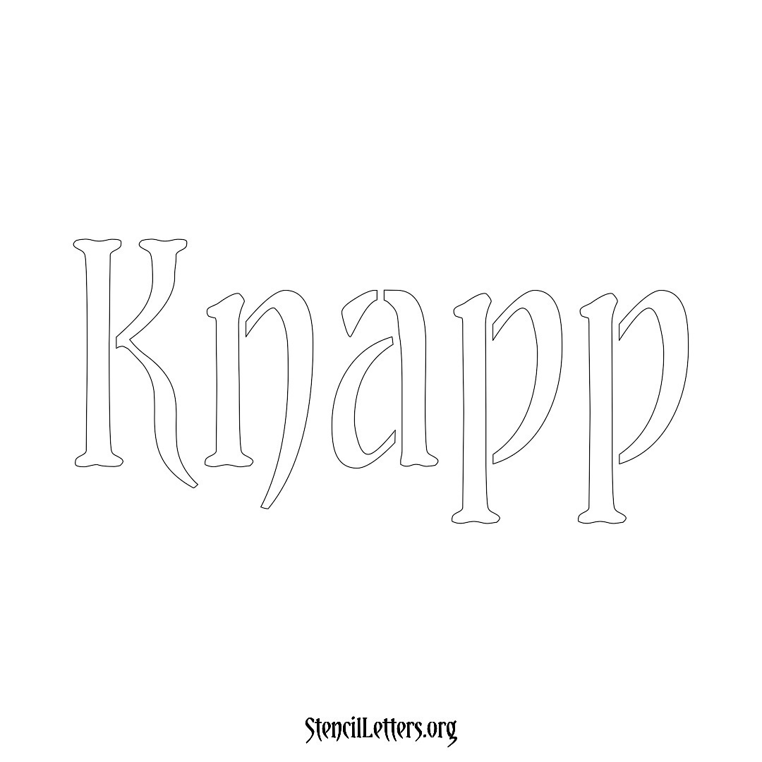 Knapp name stencil in Vintage Brush Lettering