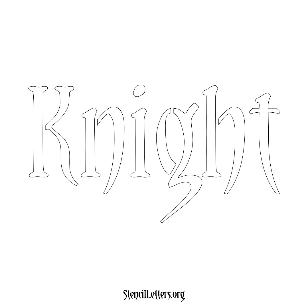 Knight name stencil in Vintage Brush Lettering