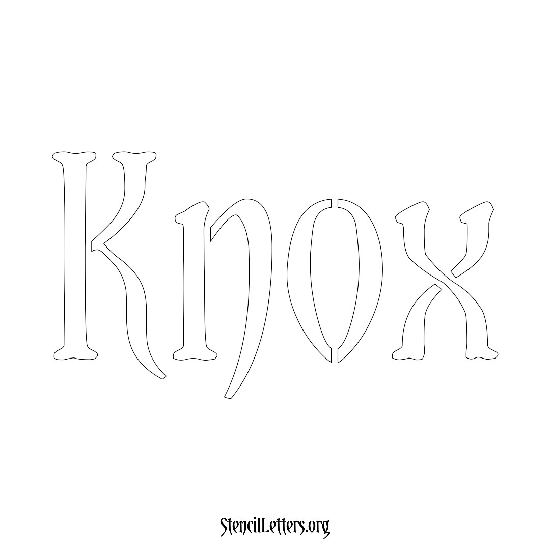 Knox name stencil in Vintage Brush Lettering