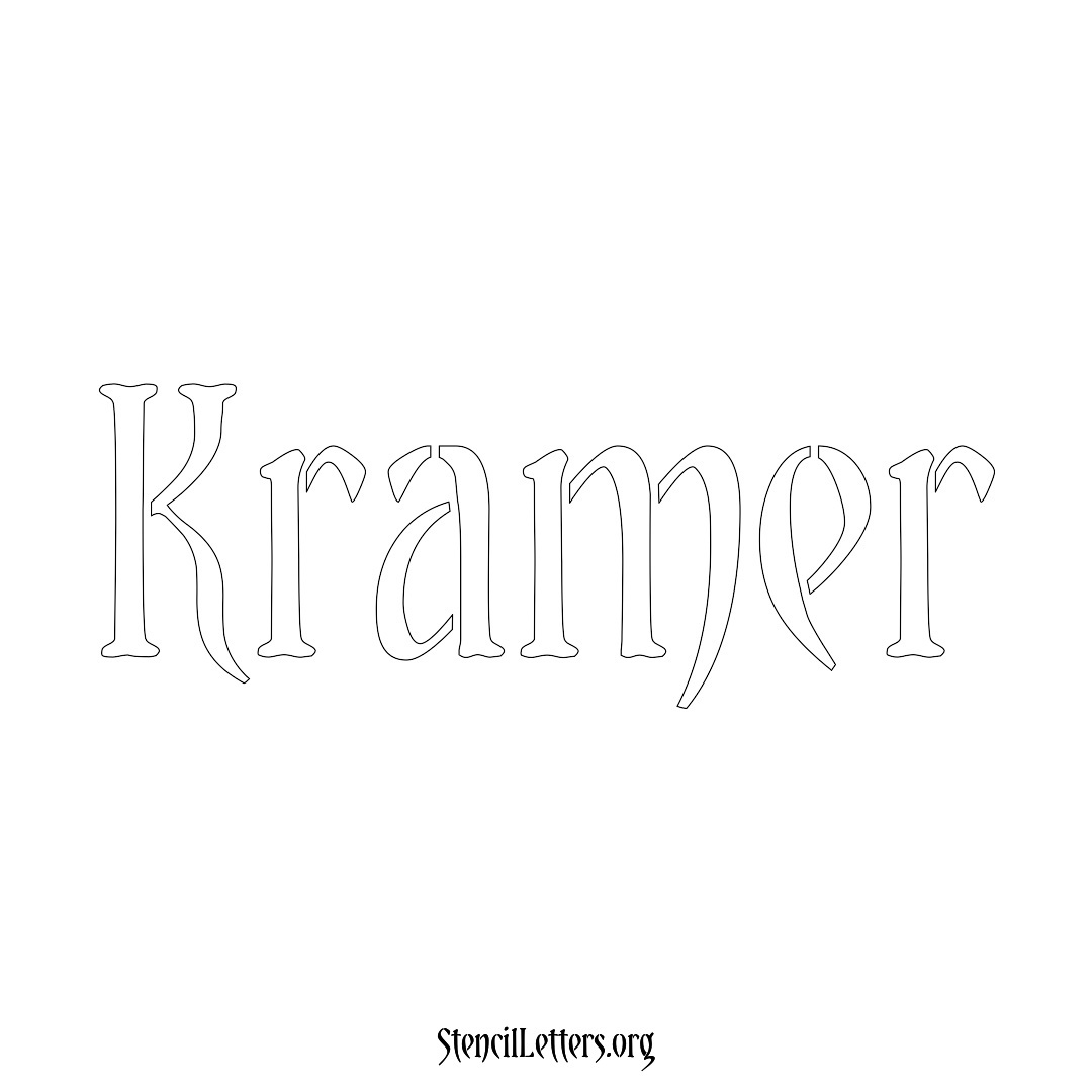 Kramer name stencil in Vintage Brush Lettering