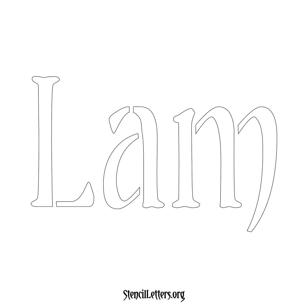 Lam name stencil in Vintage Brush Lettering