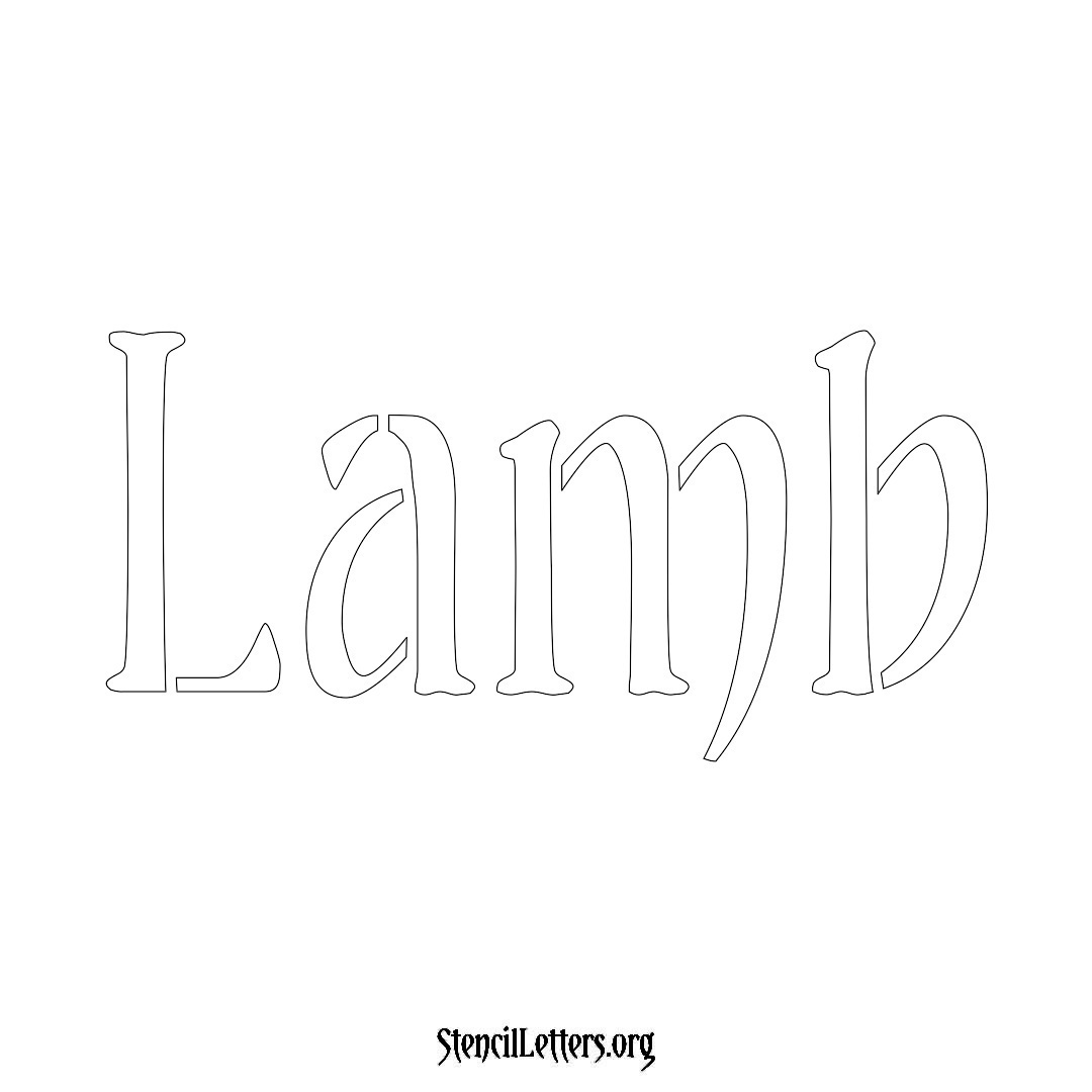 Lamb name stencil in Vintage Brush Lettering