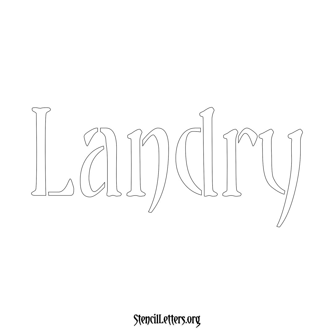 Landry name stencil in Vintage Brush Lettering