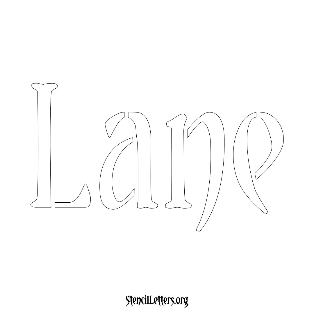 Lane name stencil in Vintage Brush Lettering