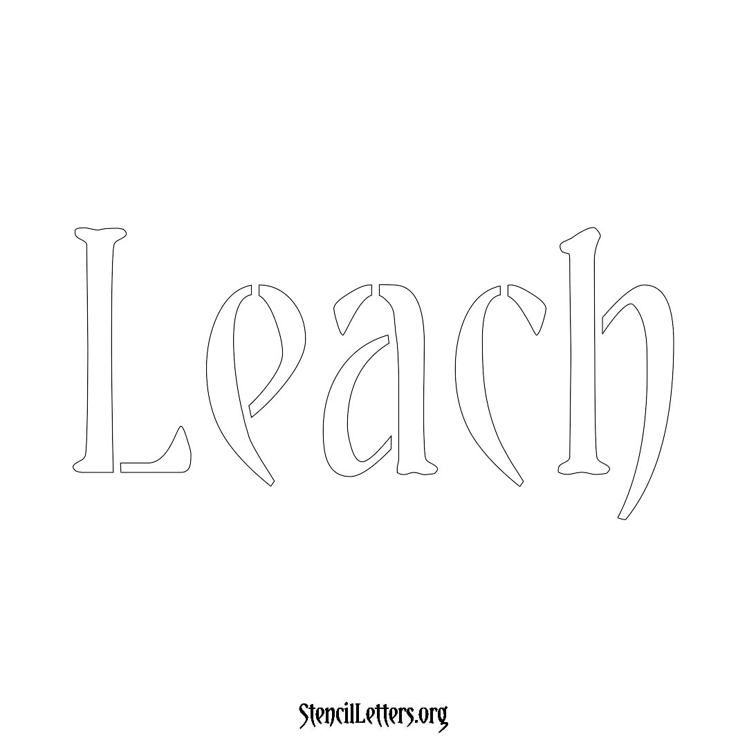 Leach name stencil in Vintage Brush Lettering