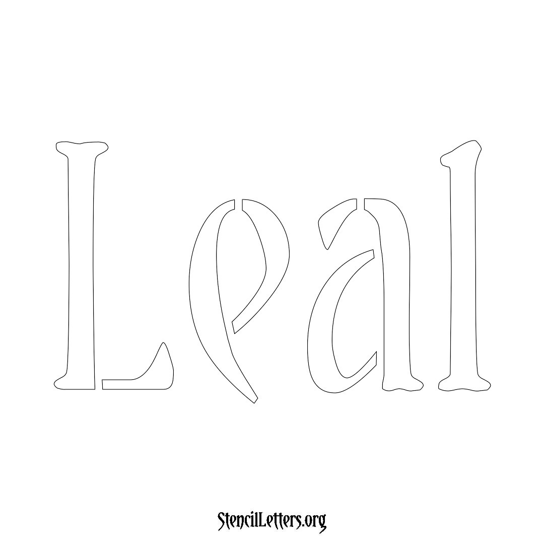 Leal name stencil in Vintage Brush Lettering