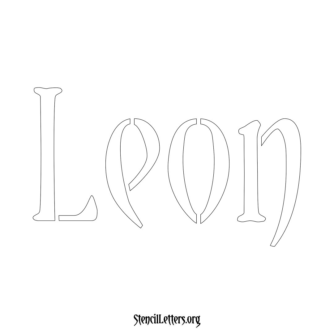 Leon name stencil in Vintage Brush Lettering