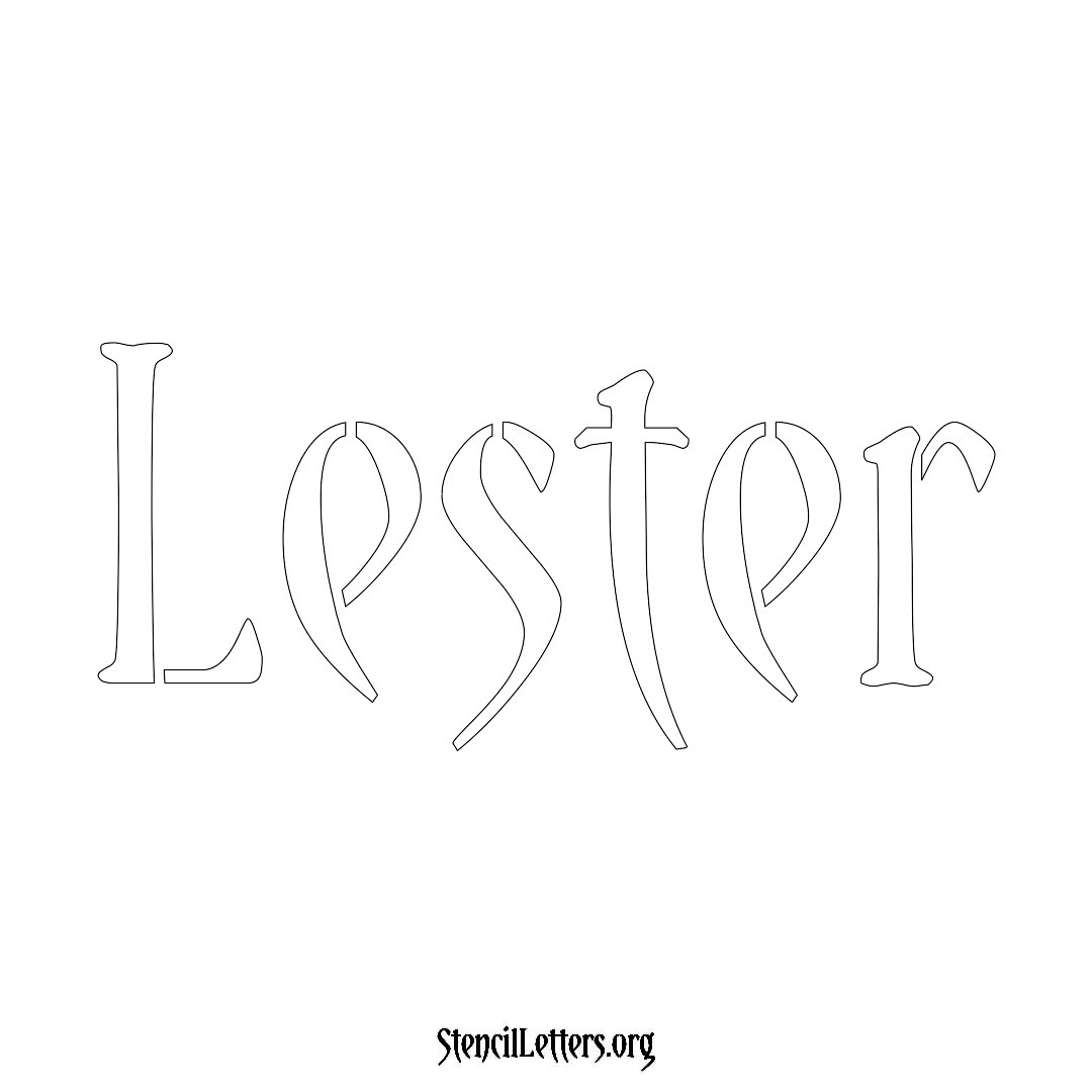Lester name stencil in Vintage Brush Lettering