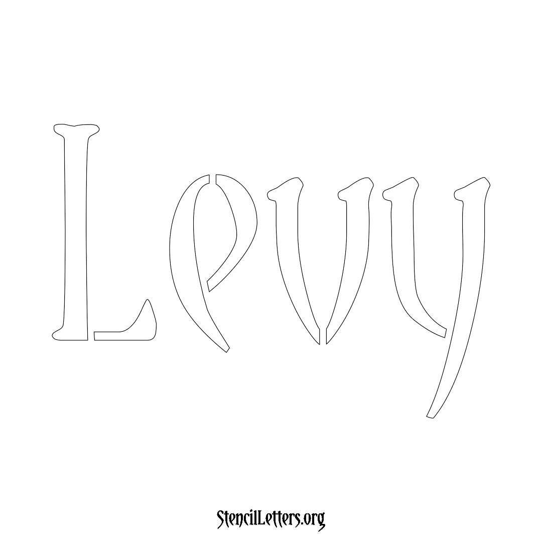 Levy name stencil in Vintage Brush Lettering