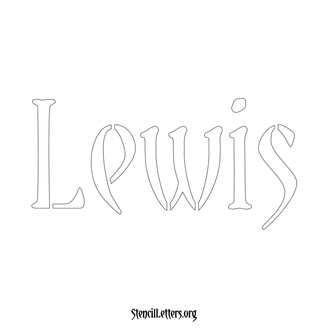 Lewis name stencil in Vintage Brush Lettering