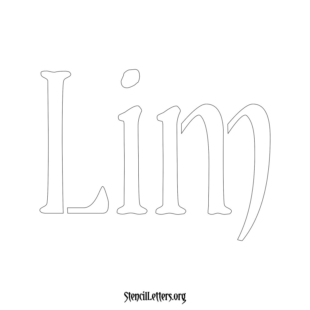Lim name stencil in Vintage Brush Lettering