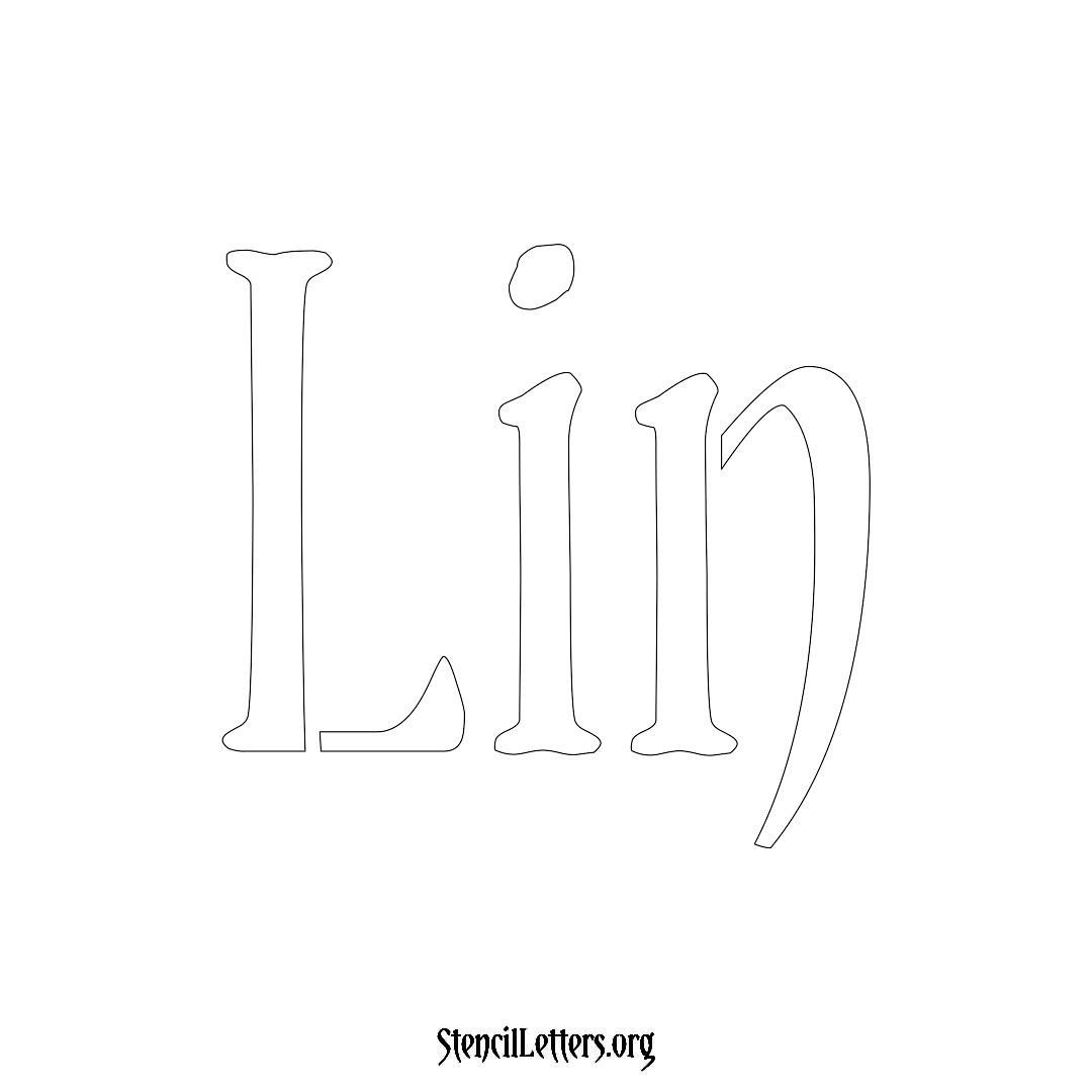 Lin name stencil in Vintage Brush Lettering