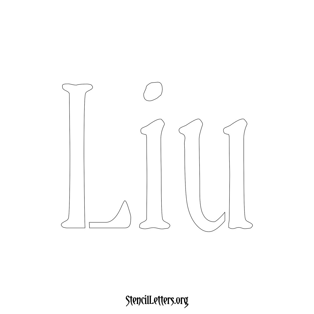 Liu name stencil in Vintage Brush Lettering