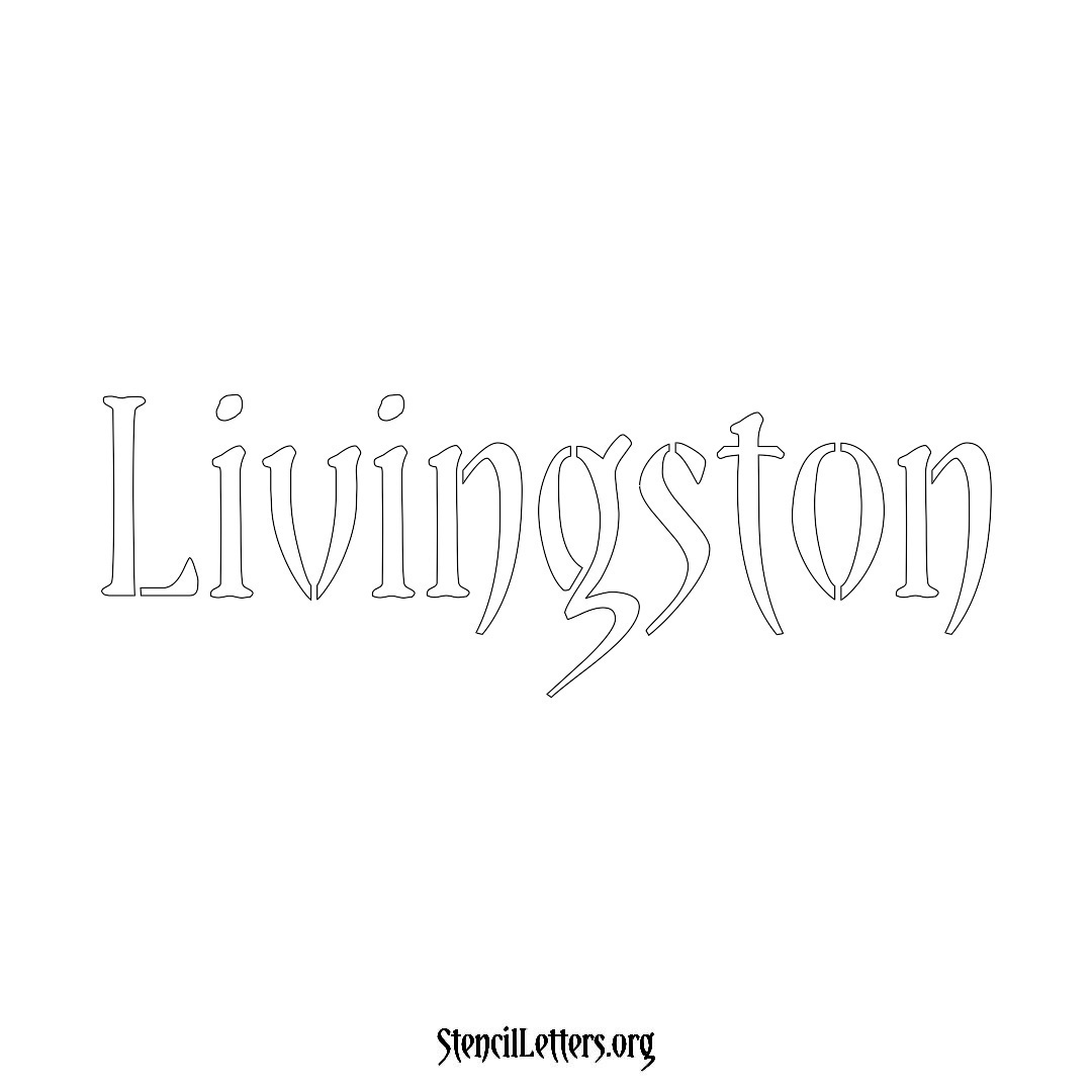 Livingston name stencil in Vintage Brush Lettering