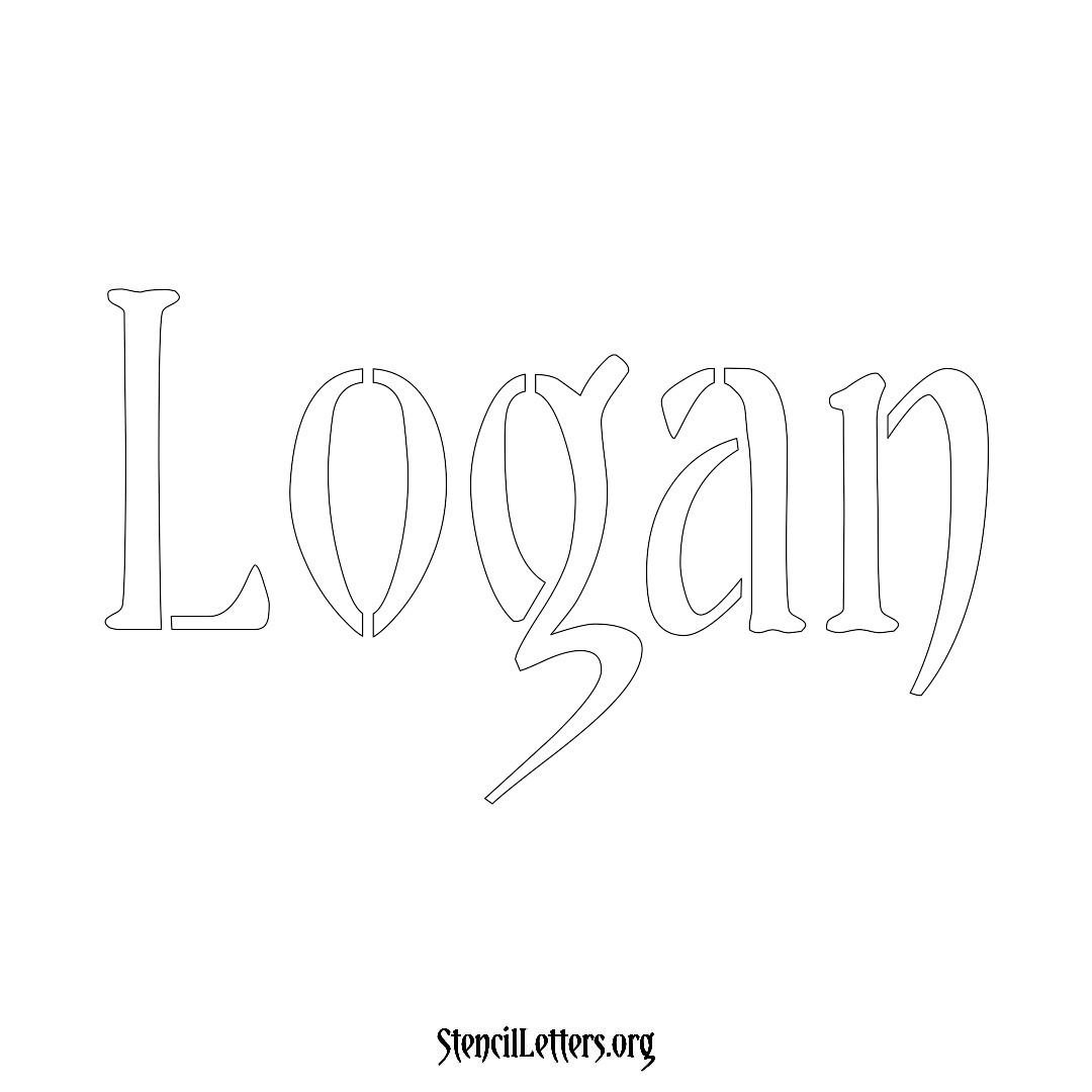 Logan name stencil in Vintage Brush Lettering