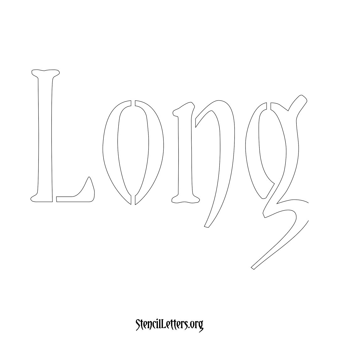 Long name stencil in Vintage Brush Lettering