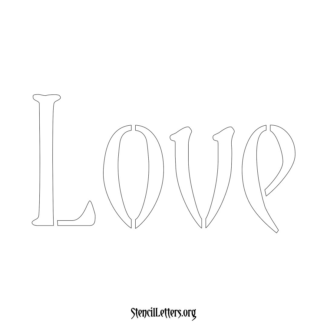 Love name stencil in Vintage Brush Lettering