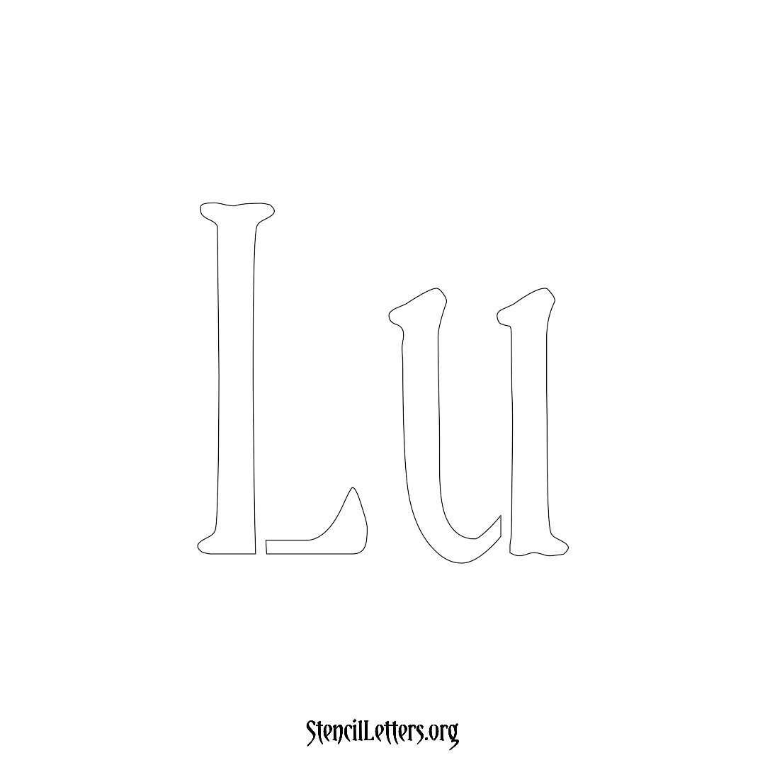 Lu name stencil in Vintage Brush Lettering