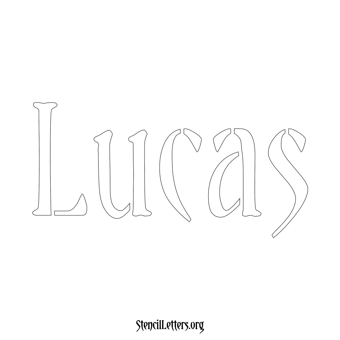 Lucas name stencil in Vintage Brush Lettering