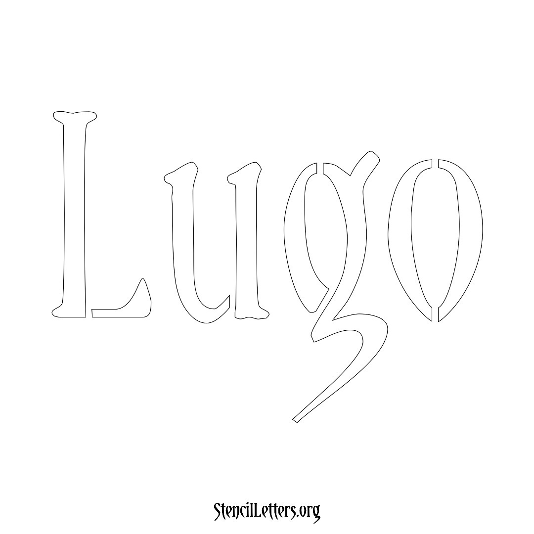Lugo name stencil in Vintage Brush Lettering