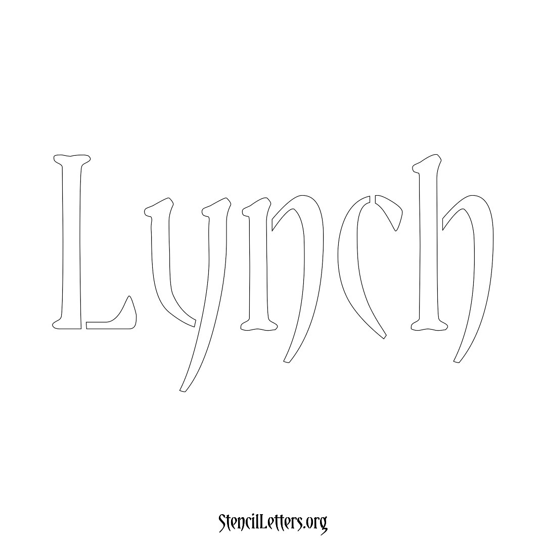 Lynch name stencil in Vintage Brush Lettering