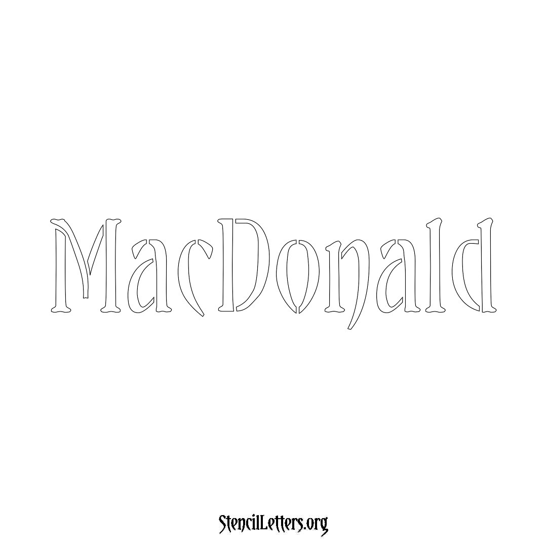 Macdonald name stencil in Vintage Brush Lettering