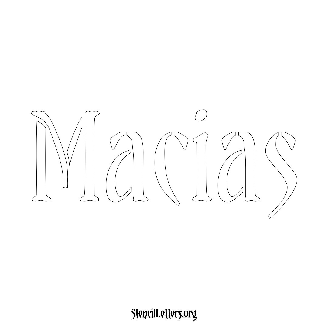 Macias name stencil in Vintage Brush Lettering