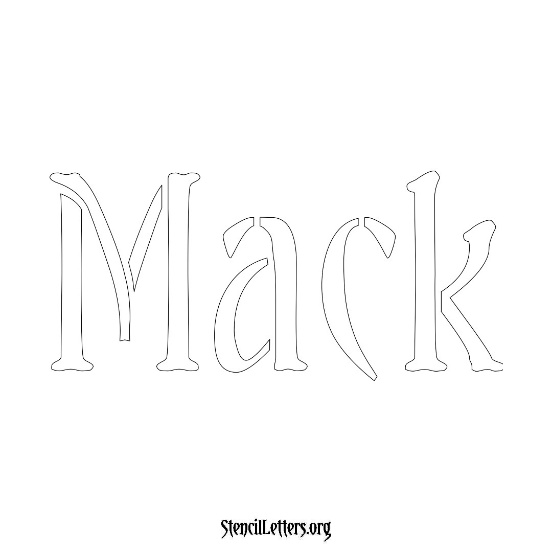 Mack name stencil in Vintage Brush Lettering