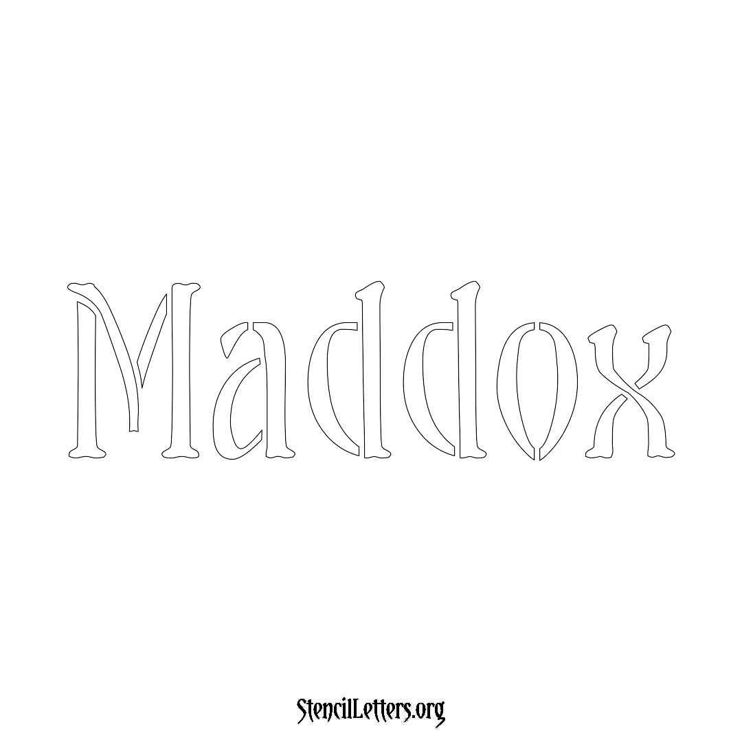 Maddox name stencil in Vintage Brush Lettering