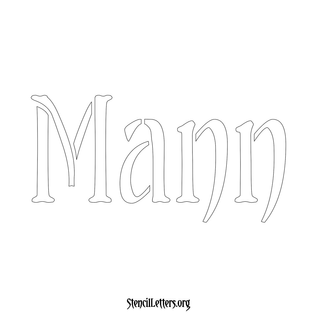 Mann name stencil in Vintage Brush Lettering