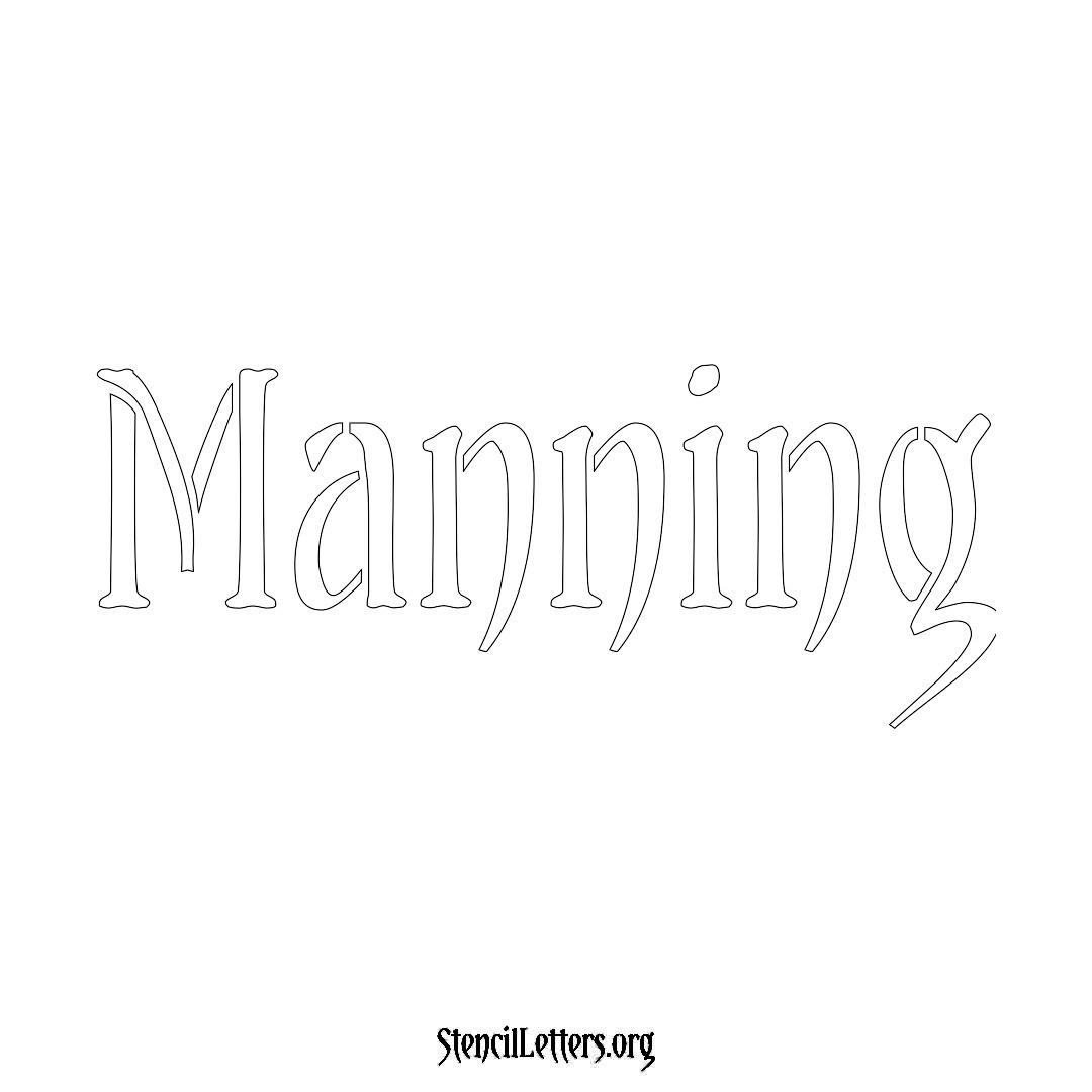 Manning name stencil in Vintage Brush Lettering