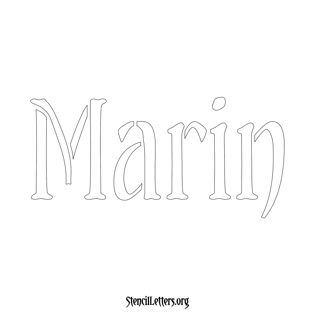 Marin name stencil in Vintage Brush Lettering