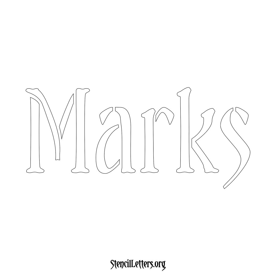 Marks name stencil in Vintage Brush Lettering